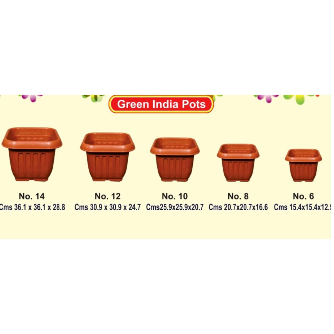 Green India Square Pots Brown