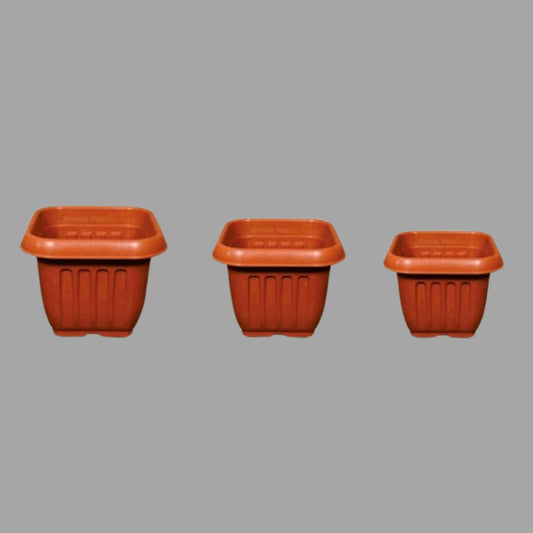 Green India Square Pots Brown