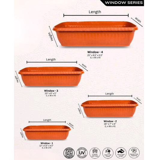 Window Series Rectangular Brown Pots
