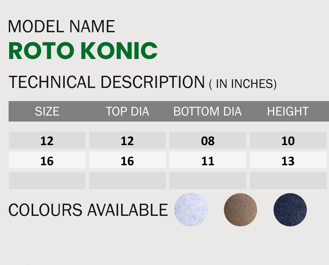 Konic Planter Roto Moulding Suitable for Home, Gardens, Hotels and Resorts