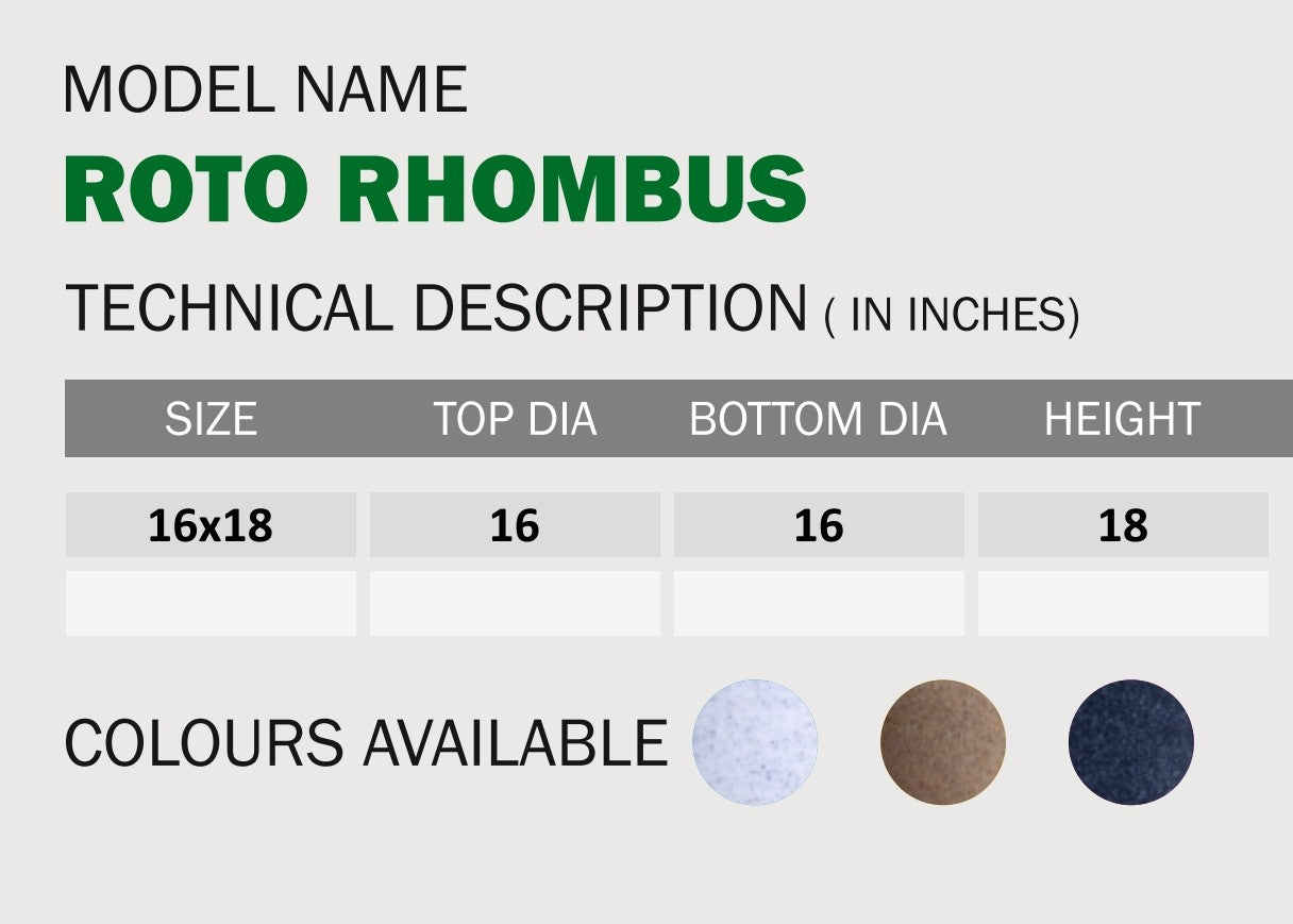 Rhombus Planter Roto Moulding Planter Suitable for Home, Gardens, Hotels and Resorts