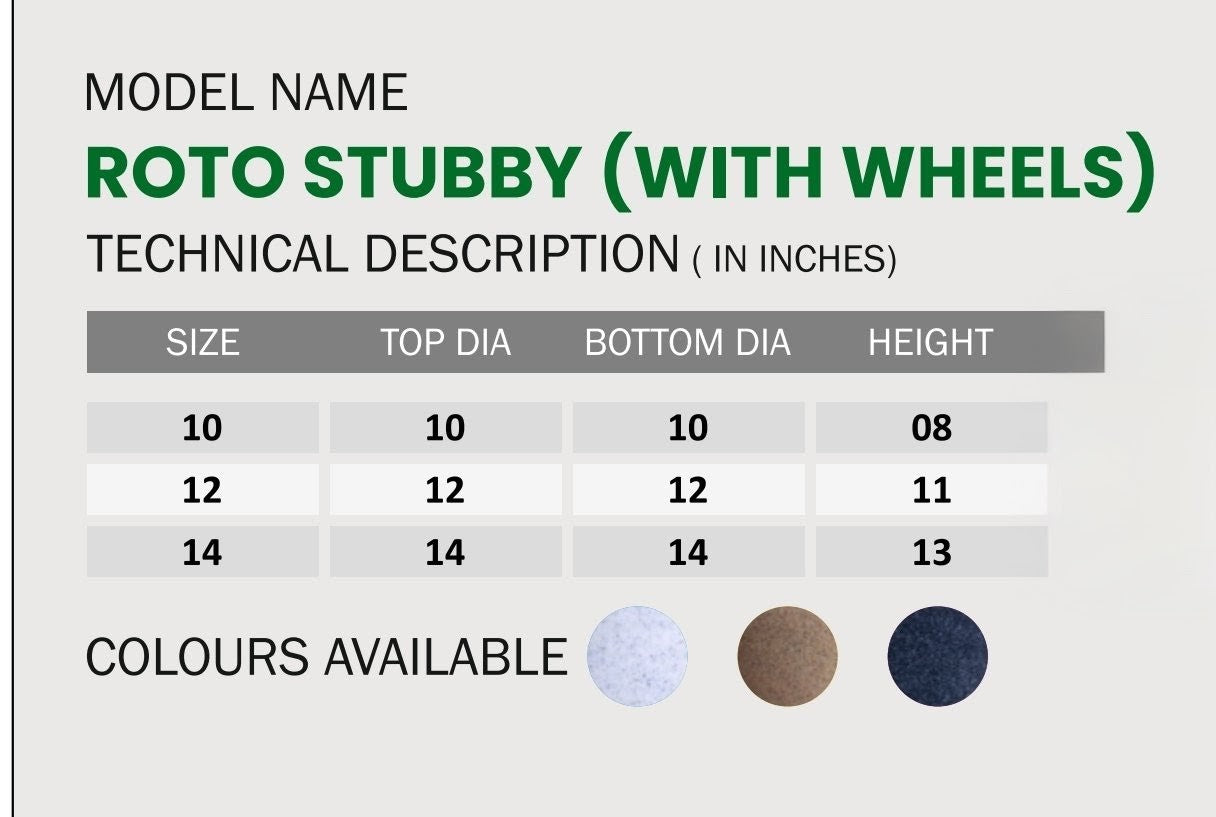 Stubby Wheel Planter Roto Moulding Planter Suitable for Home, Gardens, Hotels and Resorts