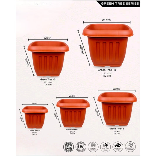 Green India Square Pots Brown