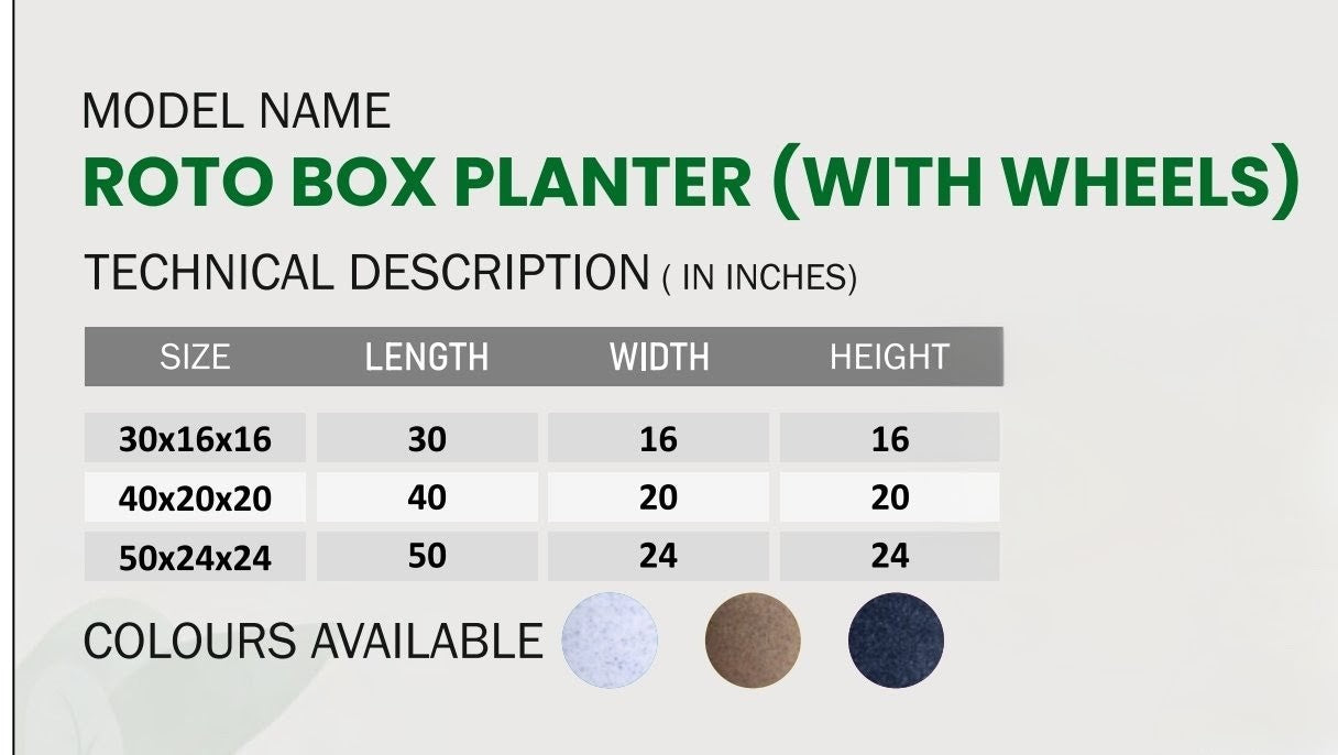 Box Wheel Planter Roto Moulding Planter Suitable for Home, Gardens, Hotels and Resorts