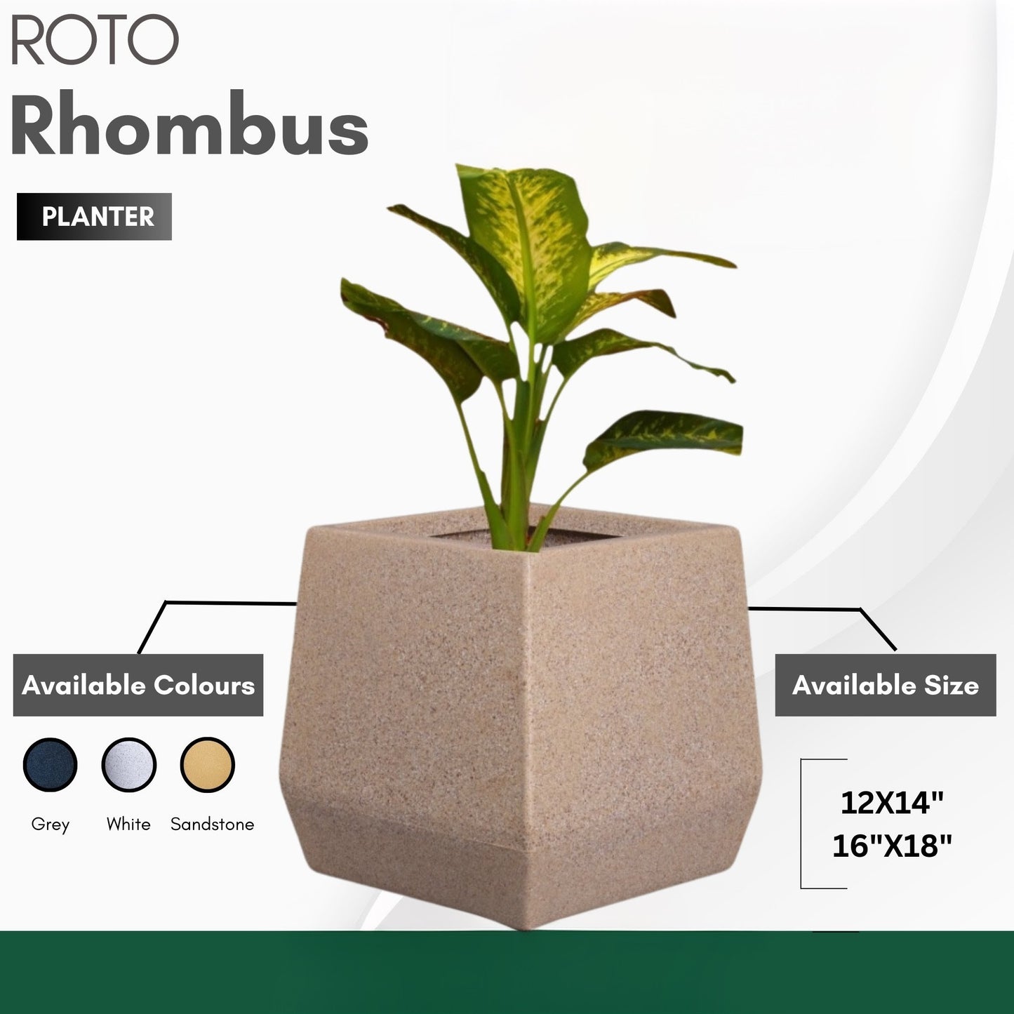 Rhombus Planter Roto Moulding Planter Suitable for Home, Gardens, Hotels and Resorts